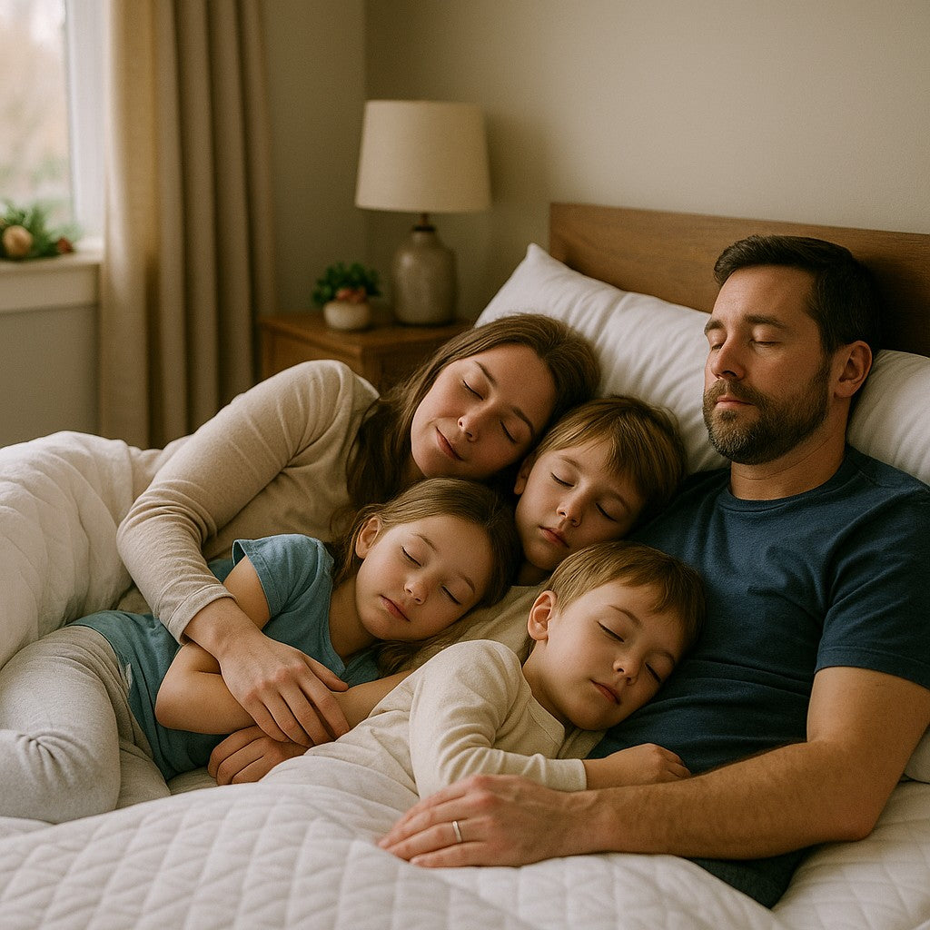 Canadian family recovering from holiday stress through optimized sleep solutions supporting family harmony and wellness