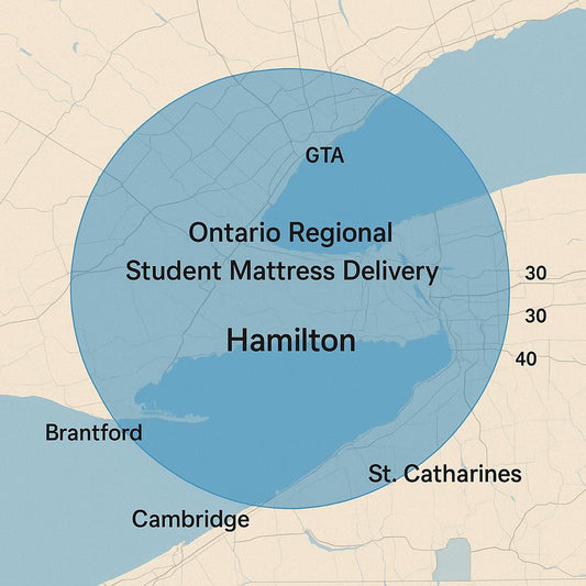 Ontario student mattress delivery map coverage Brantford Hamilton Cambridge St Catharines GTA areas
