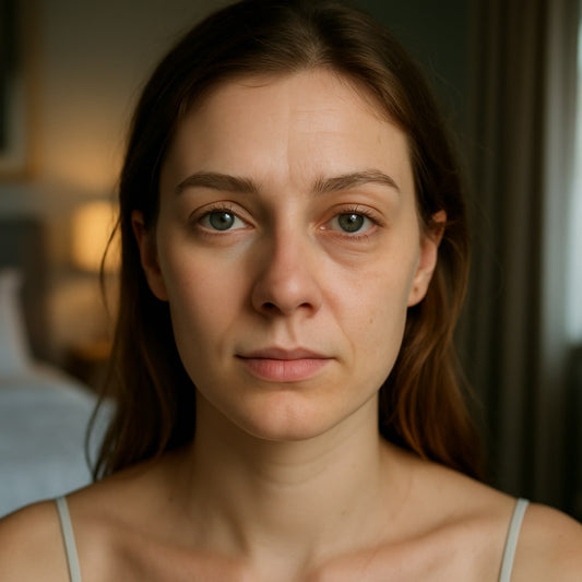 Split Face Showing Effects of Good Sleep vs Sleep Deprivation in Natural Light