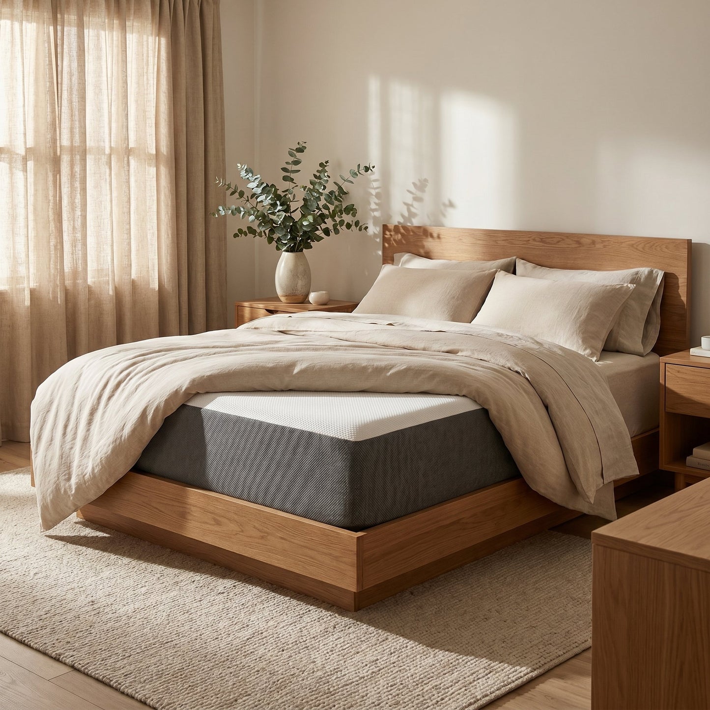 10" Premium BioFoam Mattress - Full Comfort Height styled in a Canadian master bedroom