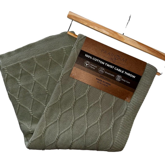 100% Cotton Throw in Seafoam color - Soft breathable blanket