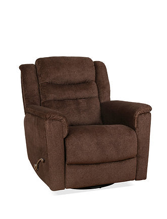 Brown Fabric Swivel Recliner Chair Front View