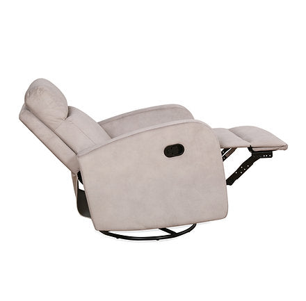 beige soft fabric recliner chair side view
