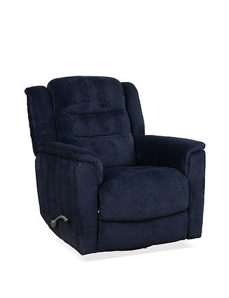 Blue Fabric Swivel Recliner Chair Front View