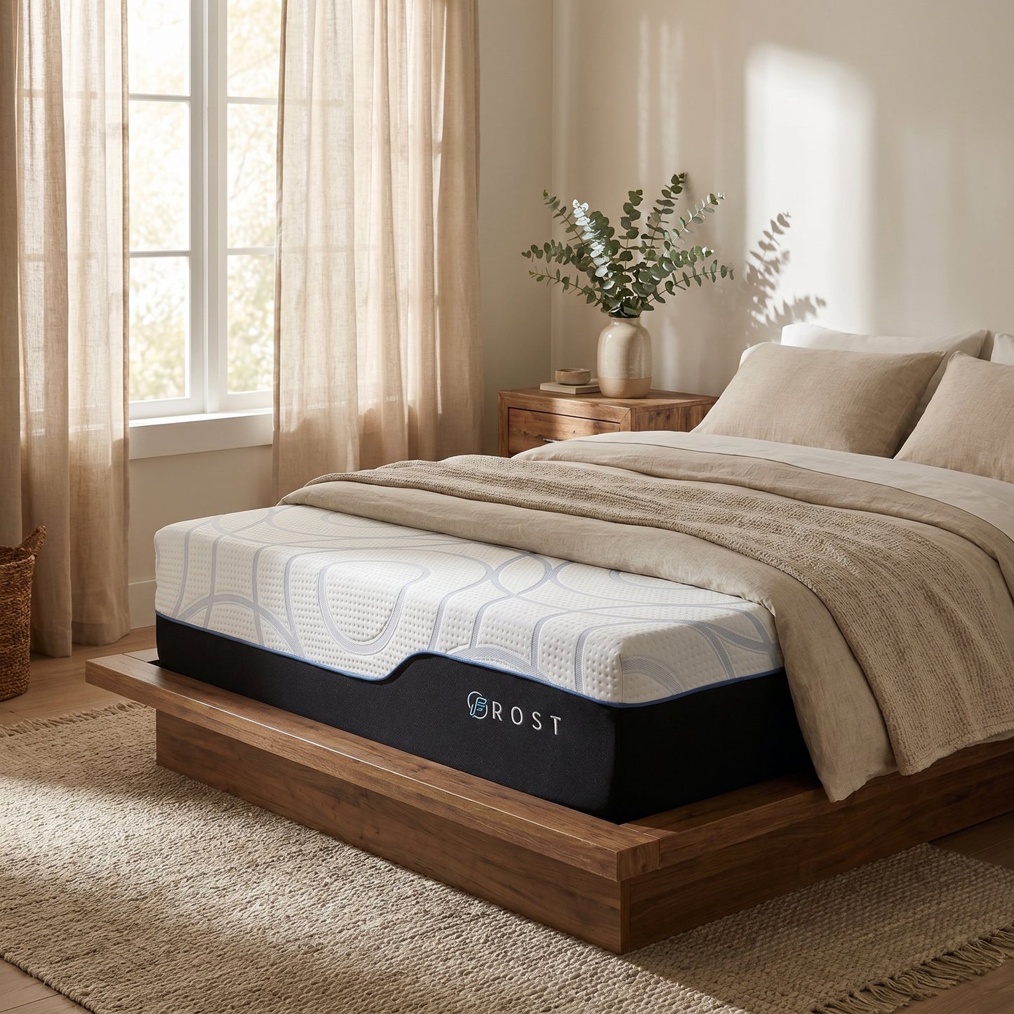 FROST Ice Gel Mattress | Premium Canadian Cooling styled in a Canadian master bedroom