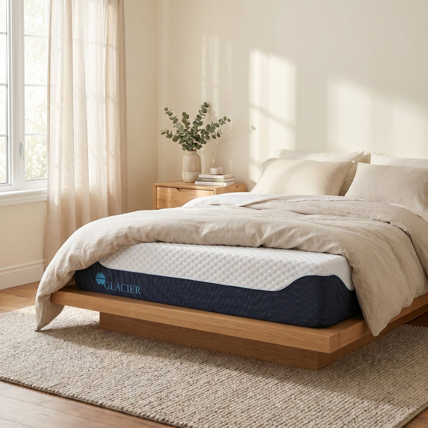 King Mattress - Glacier Peyto styled in a Canadian master bedroom