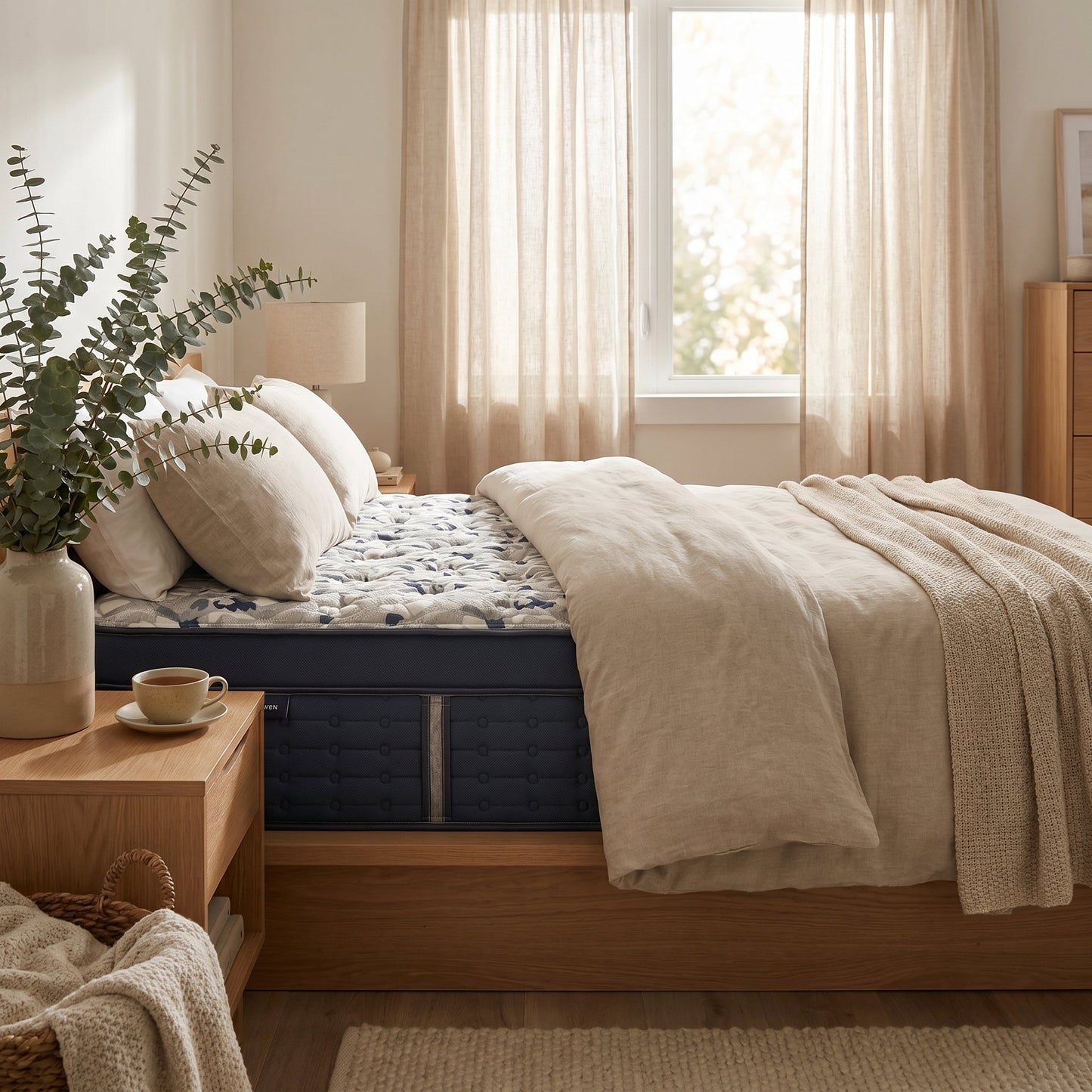 Lauren Euro Top Mattress | Copper Gel Cooling styled in a Canadian master bedroom