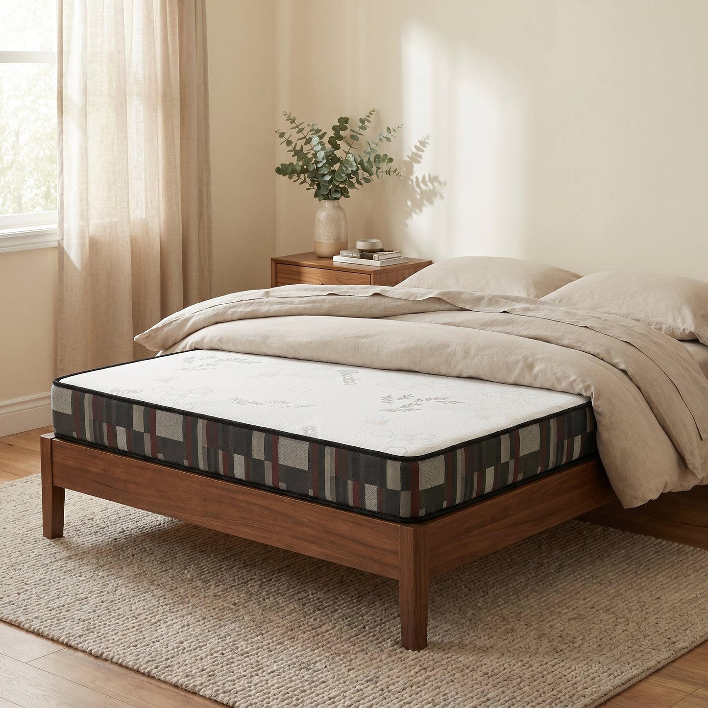 Premium Foam 7" Mattress styled in a Canadian master bedroom