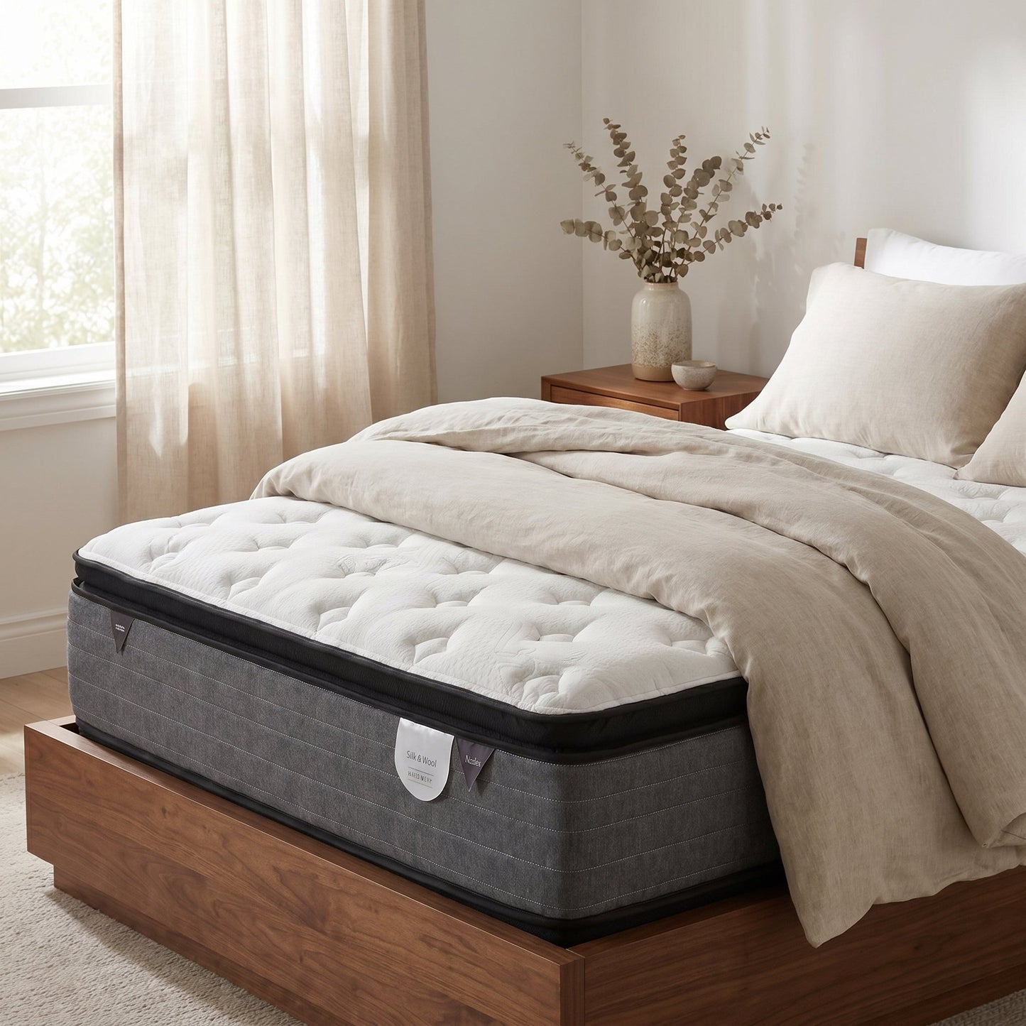 Silk & Wool Flippable Mattress | Restonic Luxury styled in a Canadian master bedroom