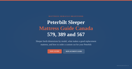 Peterbilt sleeper mattress guide Canada 579 389 567