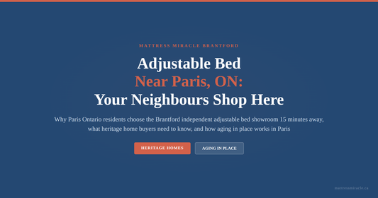 Adjustable bed near Paris Ontario heritage homes aging in place your neighbours shop here