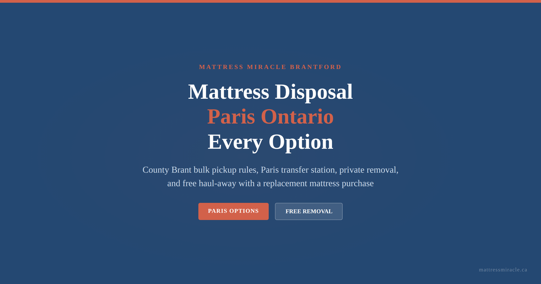 Mattress disposal Paris Ontario every option County Brant guide
