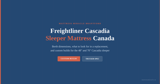 Freightliner Cascadia sleeper mattress Canada custom replacement builds