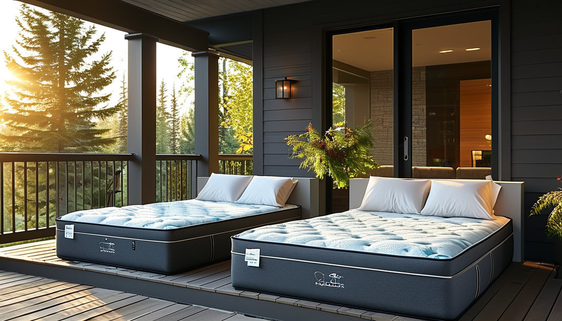 Two mattress-in-a-box packages delivered to a Canadian home for comparison