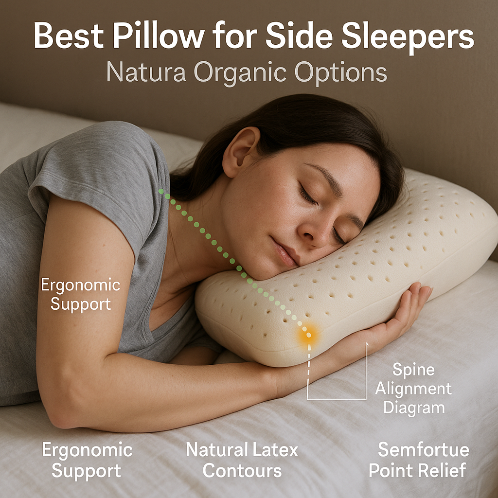 best pillow for side sleepers, natura organic options at mattress miracle in brantford