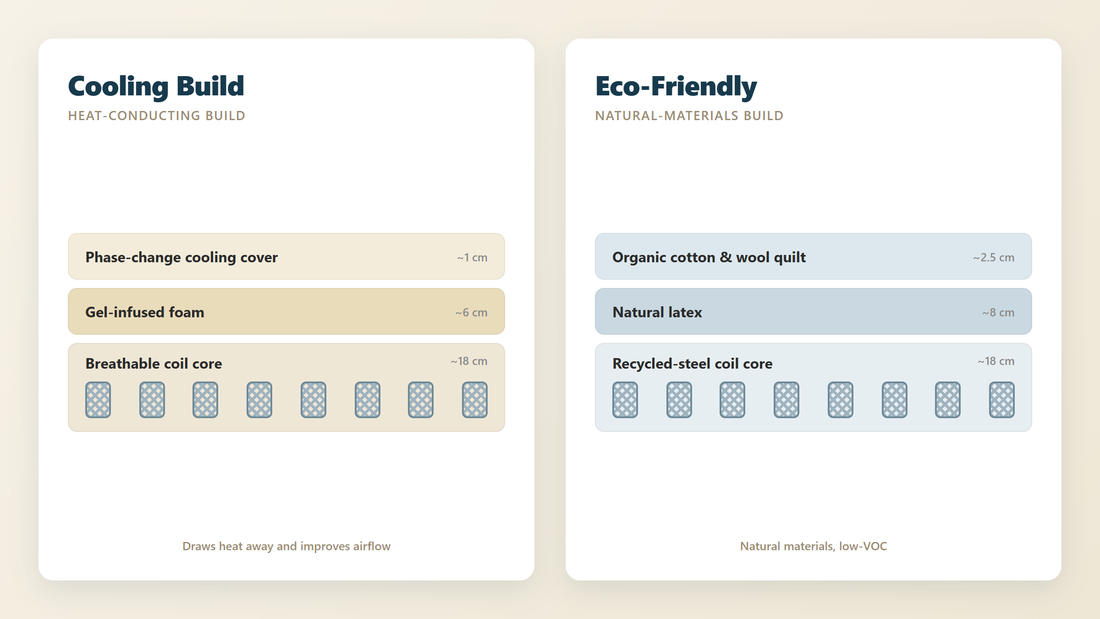Cooling Build versus Eco-Friendly mattress cross-section comparison - Mattress Miracle Brantford