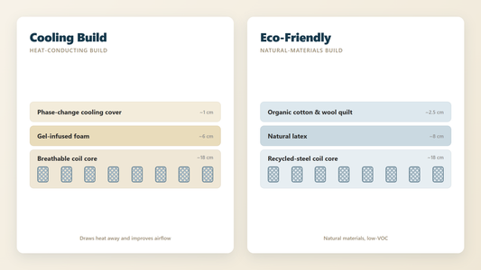 Cooling Build versus Eco-Friendly mattress cross-section comparison - Mattress Miracle Brantford