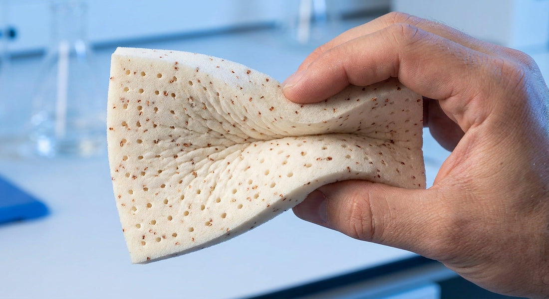 Natural latex foam material close-up for boxed mattresses sold at Mattress Miracle Brantford