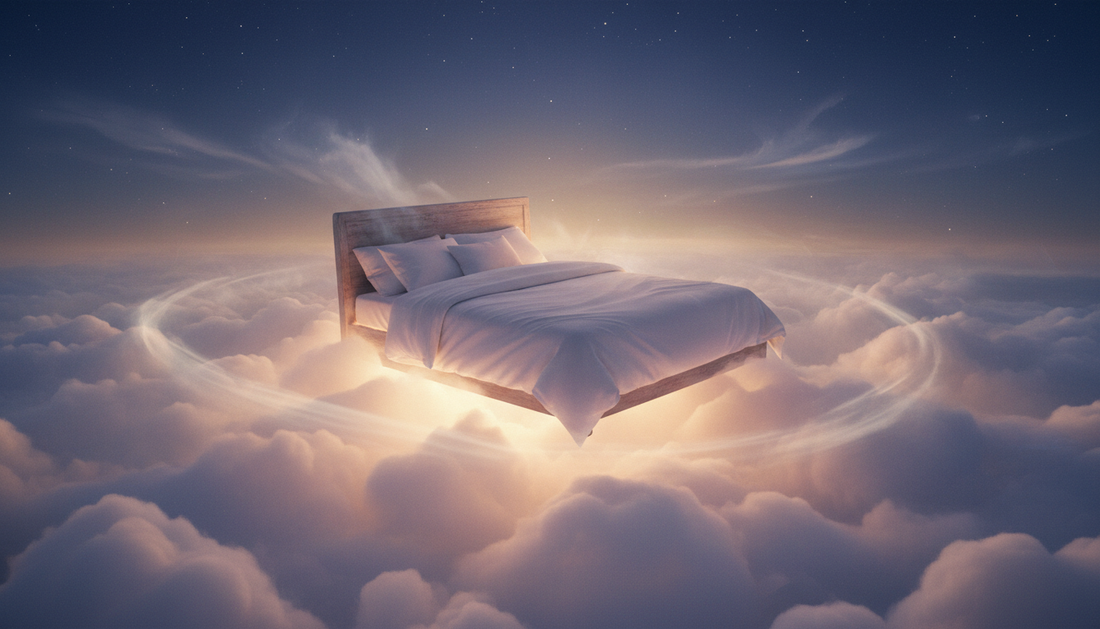 Dreamlike bed floating on clouds for the dream meanings library - Mattress Miracle Brantford