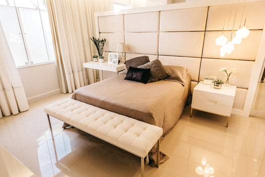 Cozy modern bedroom with warm lighting - Mattress Miracle Brantford