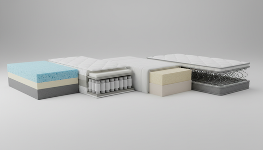 Memory foam, hybrid, latex and innerspring mattress cross-sections compared for back pain - Mattress Miracle Brantford