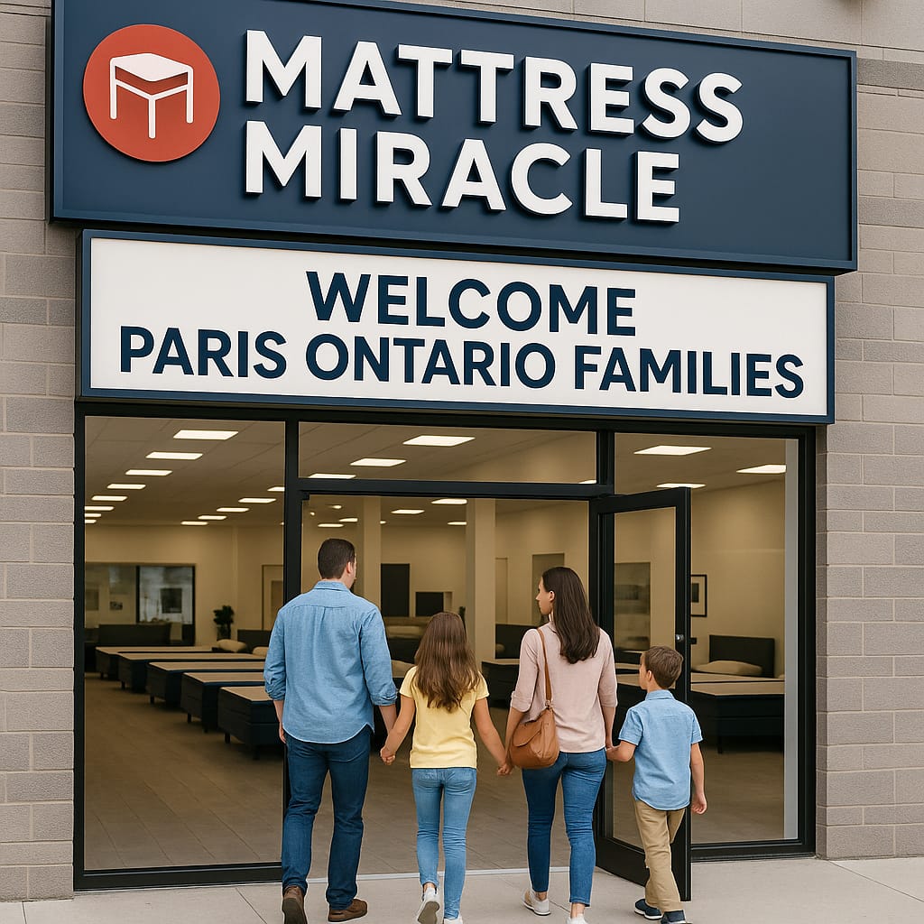 Mattress Miracle Brantford showroom welcoming Paris Ontario families for quality mattresses
