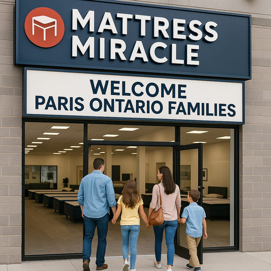 Mattress Miracle Brantford showroom welcoming Paris Ontario families for quality mattresses