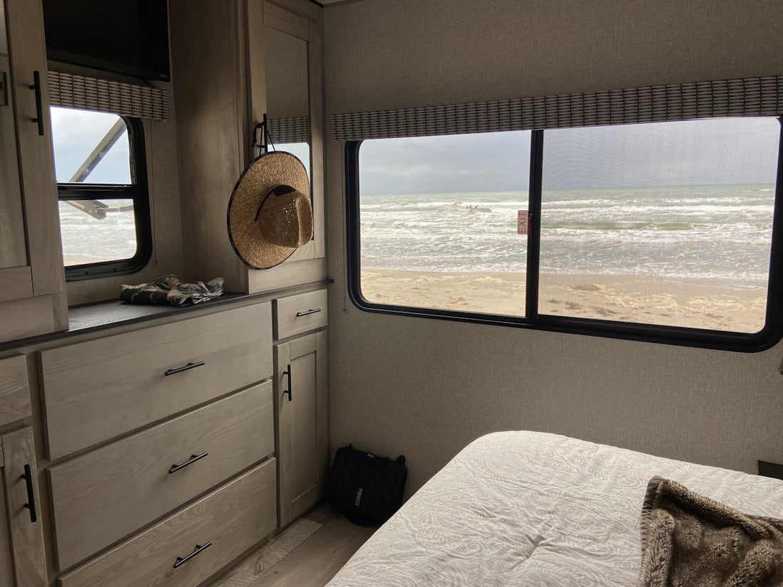Motorhome bedroom interior with cozy bed setup - Mattress Miracle Brantford