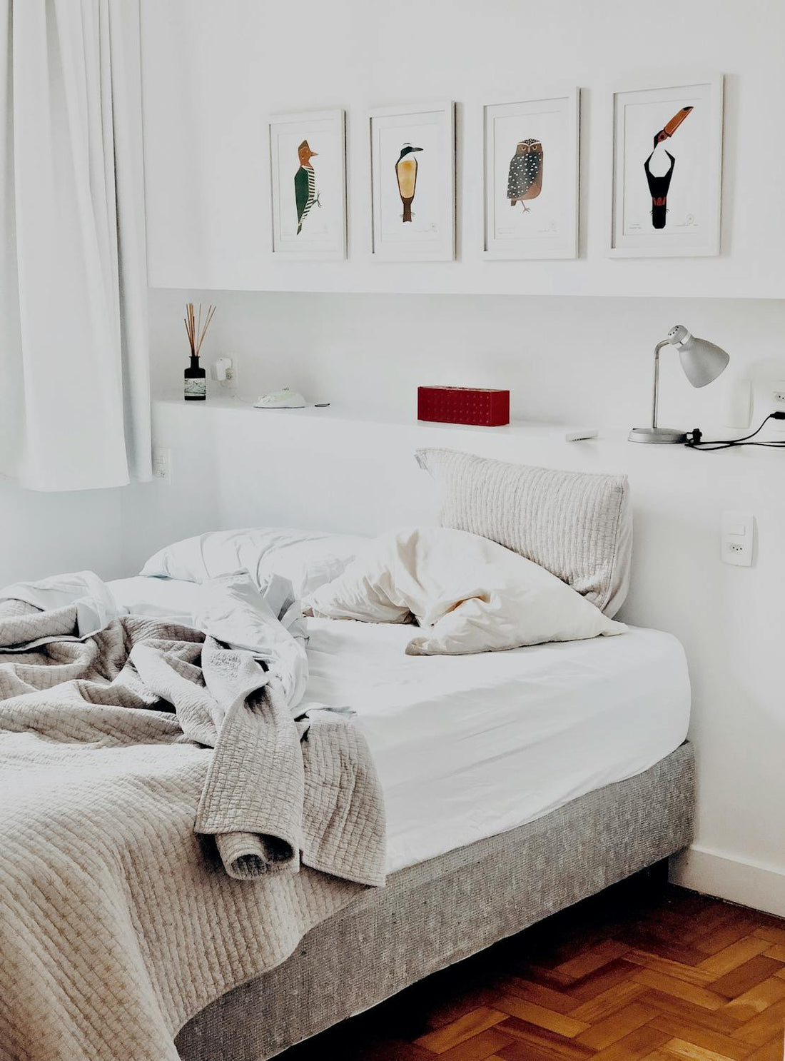 Comfortable mattress with soft bedding close-up