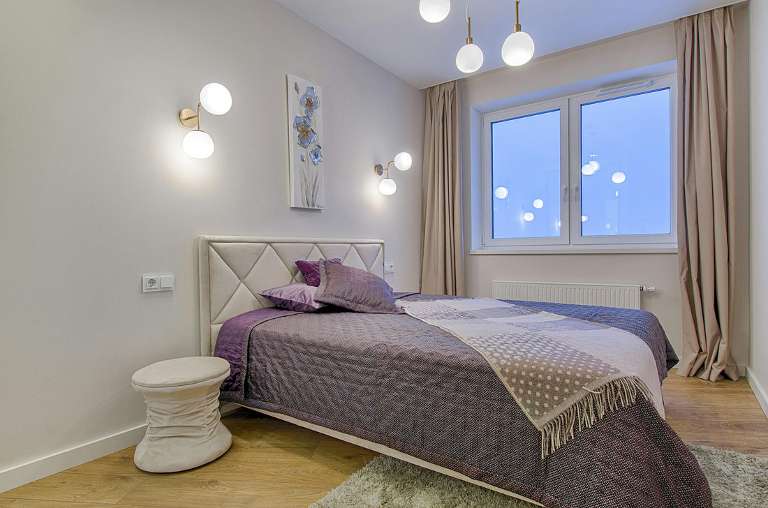Cozy bedroom with warm lighting and furnishings