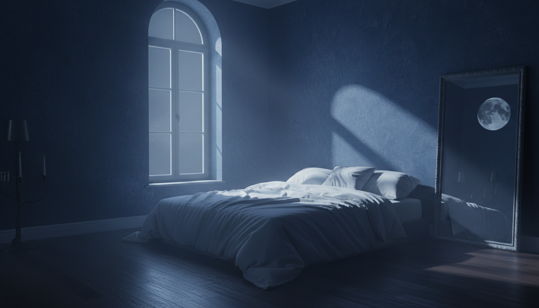 Moonlit bedroom at night illustrating sleep phenomena - Mattress Miracle Brantford