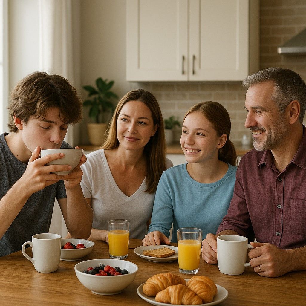 Family dealing with teenage sleep problems and morning struggles, showing the path to harmony through better sleep solutions