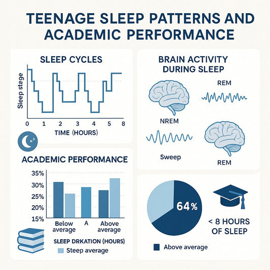 Scientific research showing connection between quality sleep and academic performance for students with brain scan imagery and study data