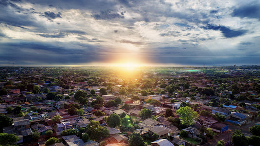 Warm summer night over an Ontario neighbourhood at dusk - Mattress Miracle Brantford