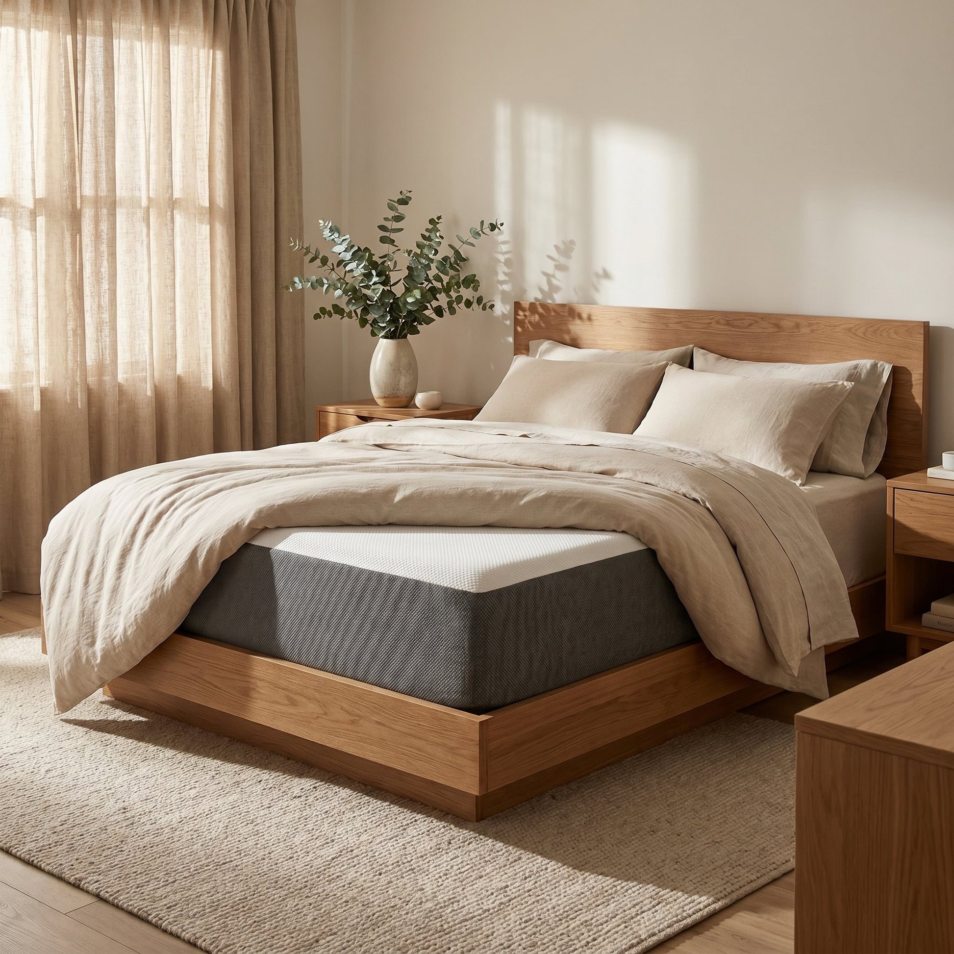 10" Premium BioFoam Mattress - Full Comfort Height styled in a Canadian master bedroom