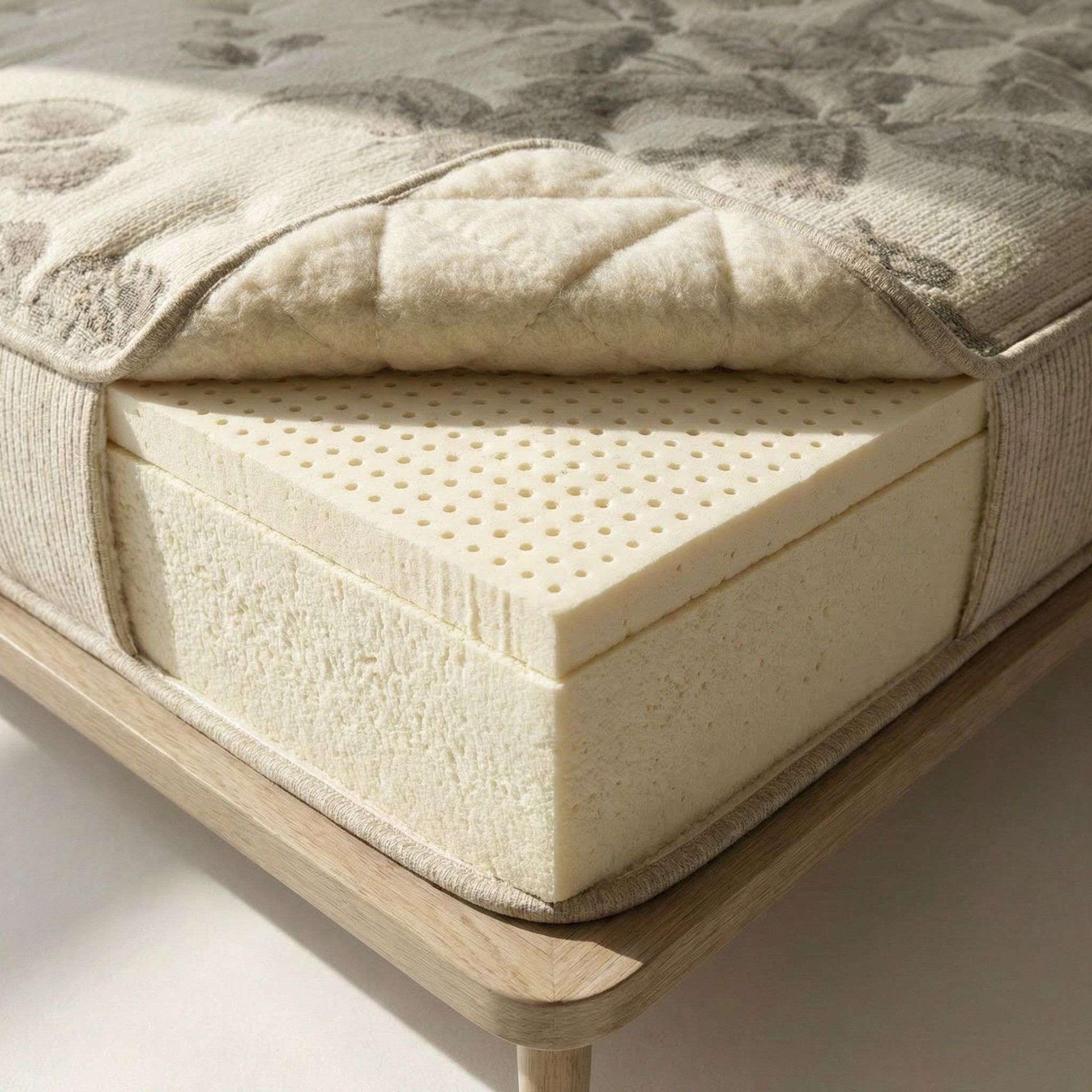 Close-up detail shot of the Eco Brilliance's organic cotton, wool, and layered NaturaLatex construction - Mattress Miracle