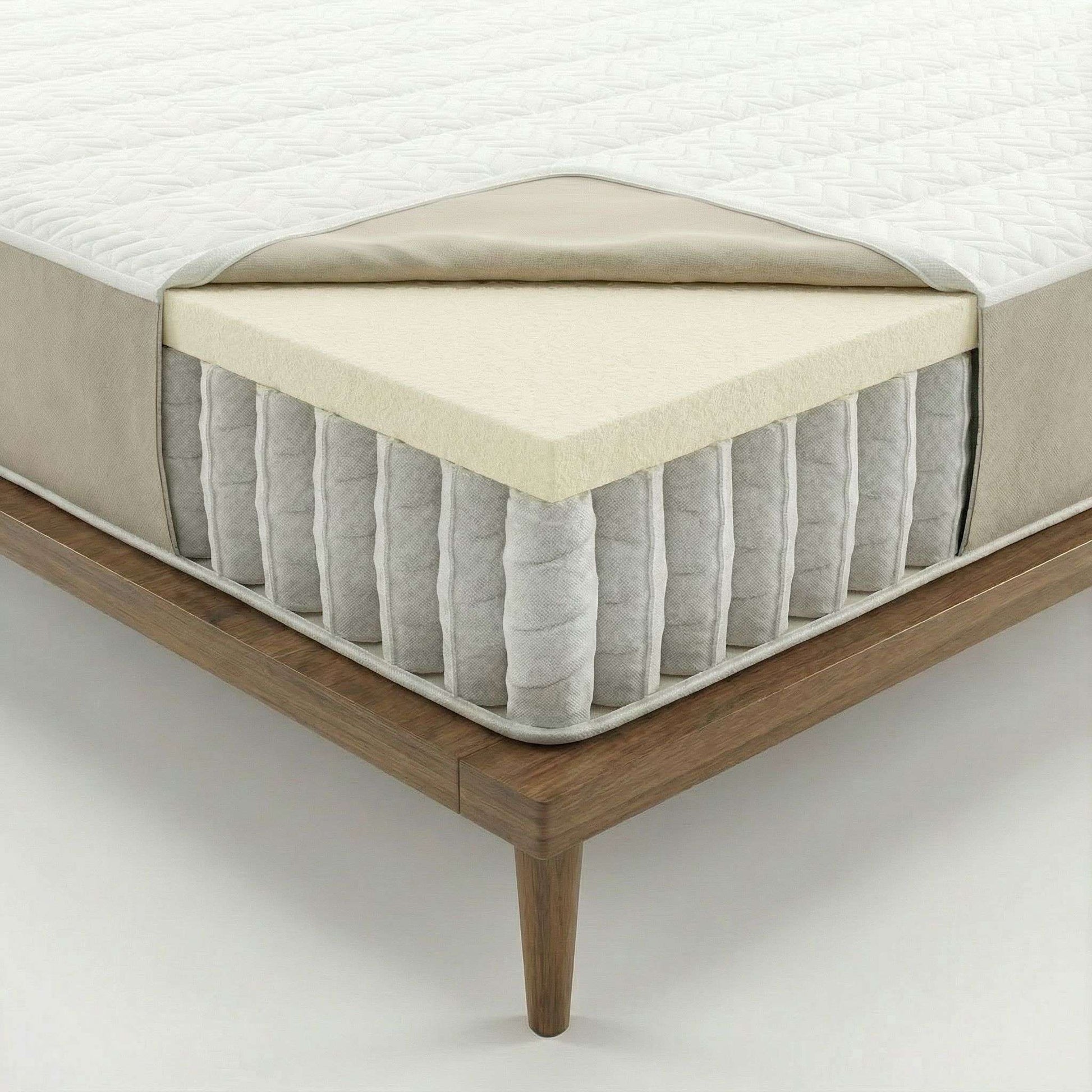 Close-up of the quilted organic cotton top layer on the Natura Green Spring Reflection - Mattress Miracle