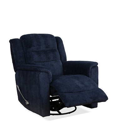 blue swivel feet raising recliner chair