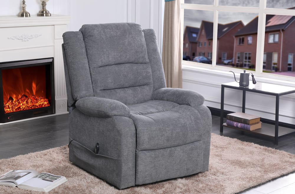 front side grey fabric recliner chair sale