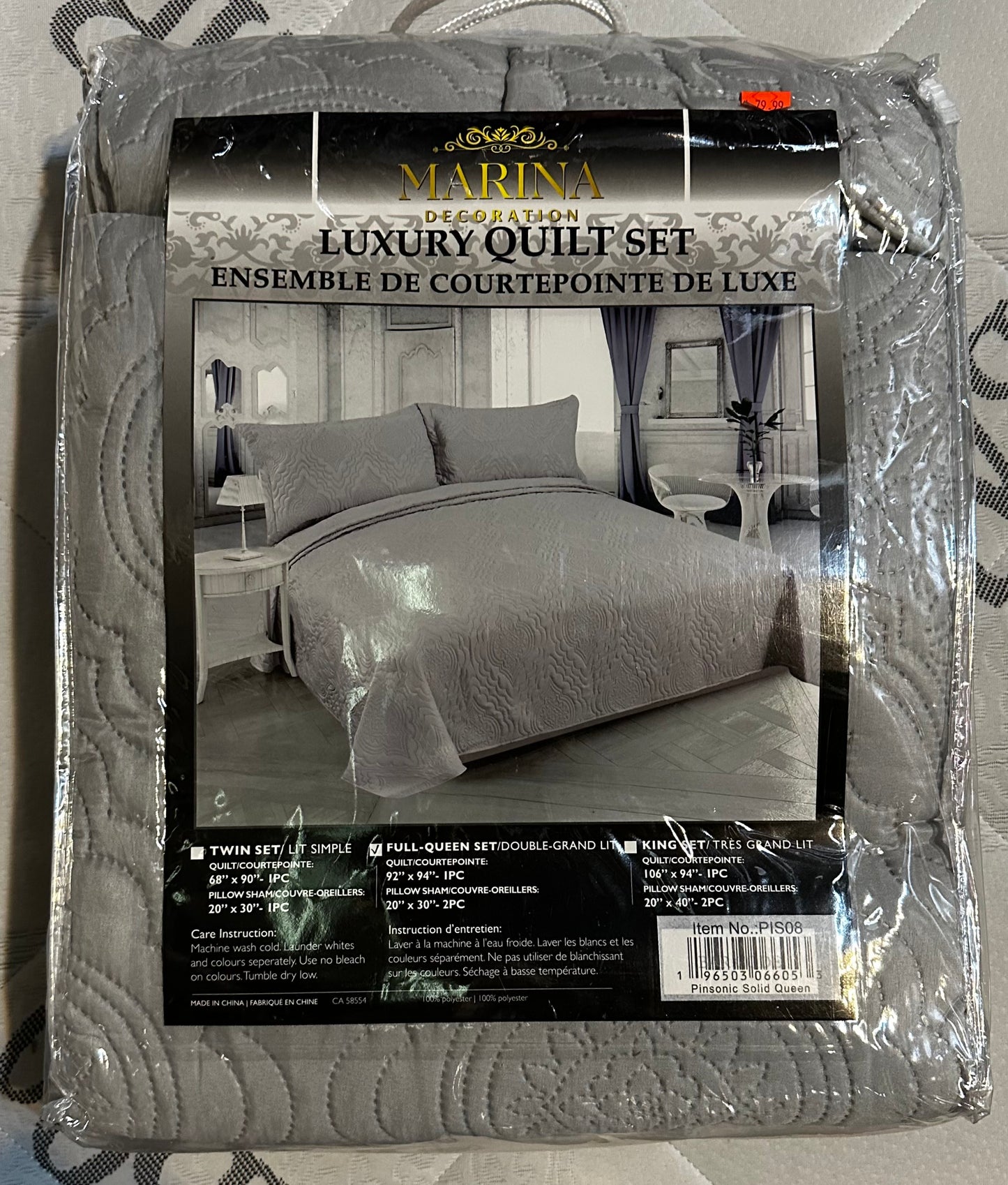 Clearance Quilts Grey Marina Luxury Quilt Set at Mattress Miracle