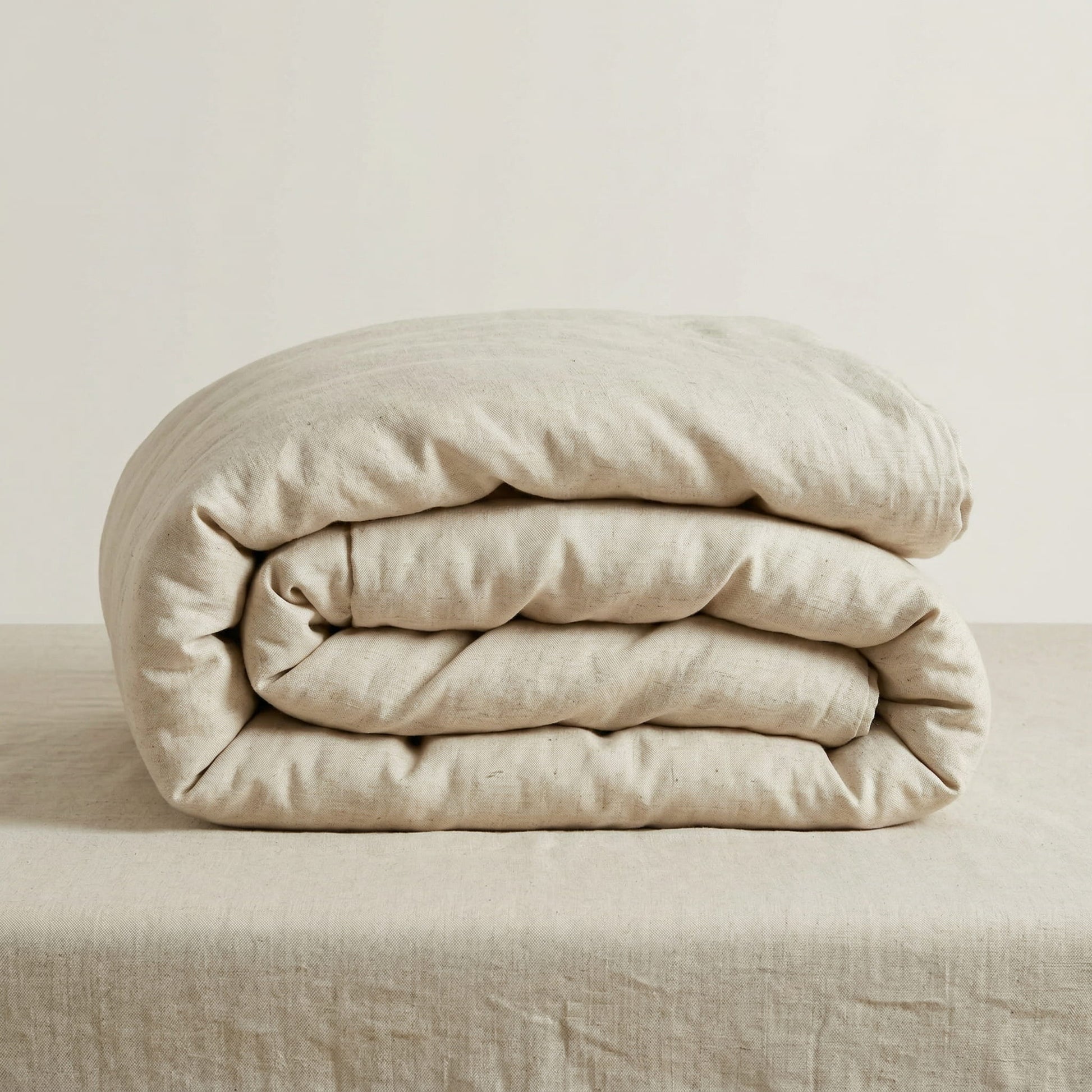 Highland Feather Bamboo Linen Duvet Cover folded - natural colour - Mattress Miracle Brantford