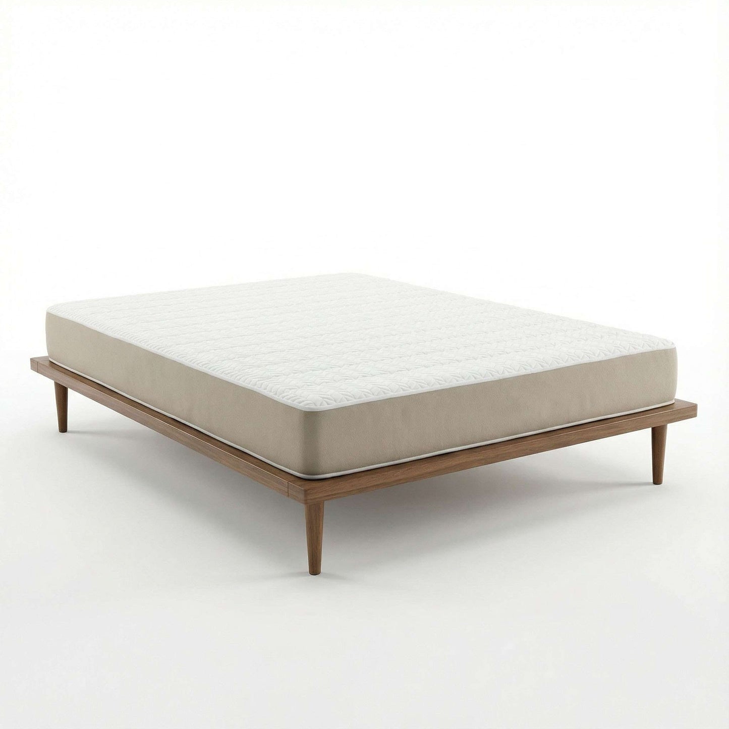 Natura Green Spring Reflection mattress shown on a wood bed frame - Mattress Miracle