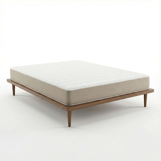 Natura Green Spring Reflection mattress shown on a wood bed frame - Mattress Miracle