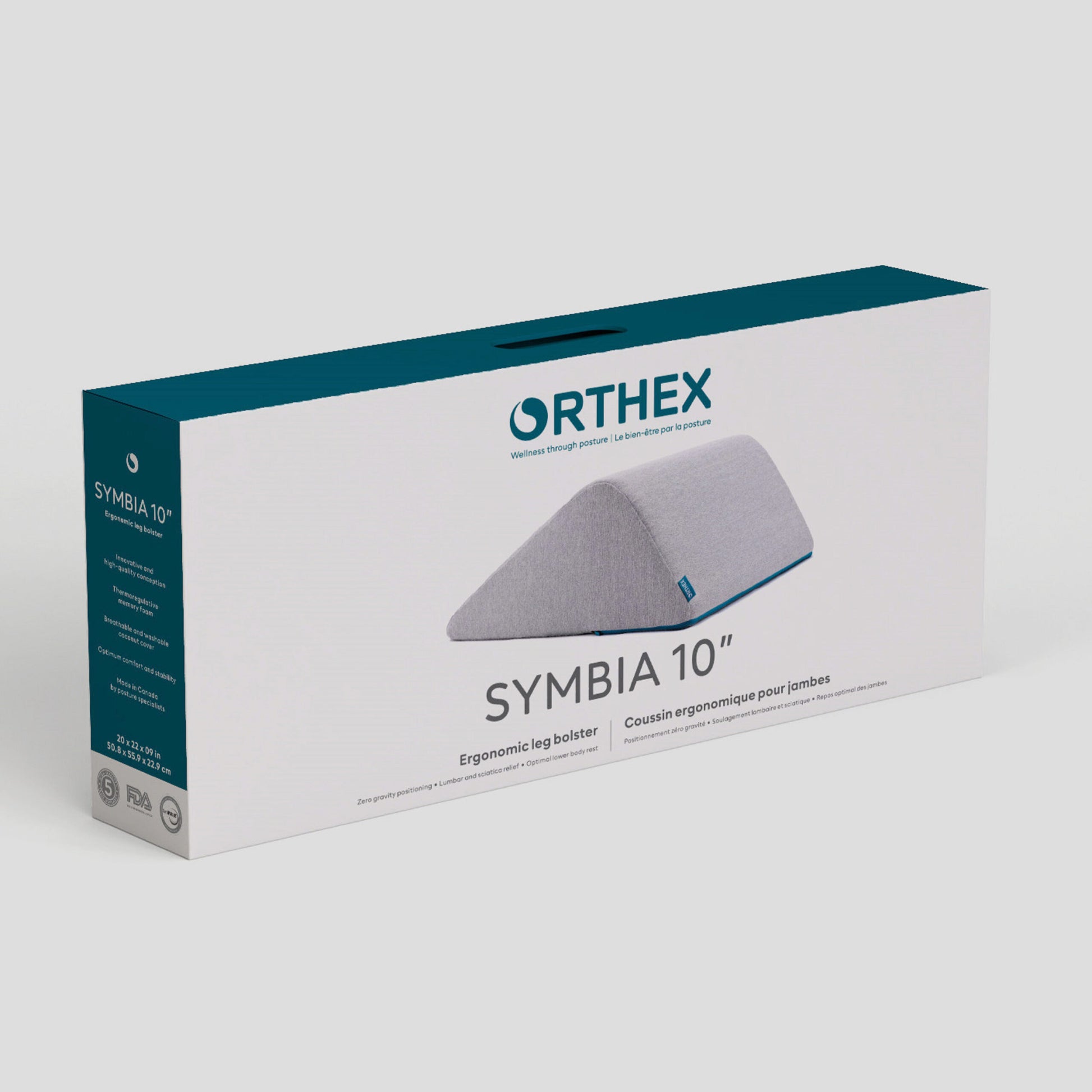 Orthex Symbia 10 inch leg bolster in its packaging - Mattress Miracle Brantford