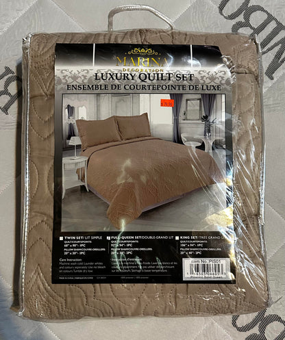 Clearance Quilts Beige Marina Luxury Quilt Set at Mattress Miracle