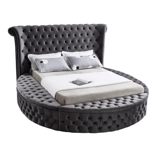 Black Velvet King/Queen Bed Frame with Deep Button Tufting and Storage - Mattress Miracle