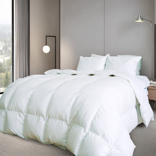 Bordeaux 700 loft duck down duvet on bed white - Mattress Miracle Brantford