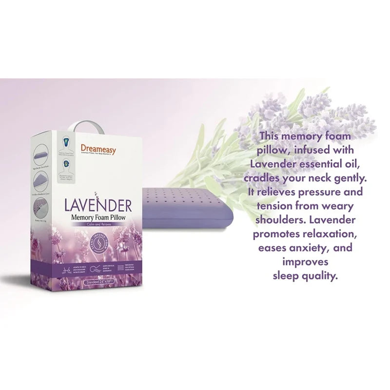 Lavender Memory Foam Pillow detail view - Therapeutic lavender infusion
