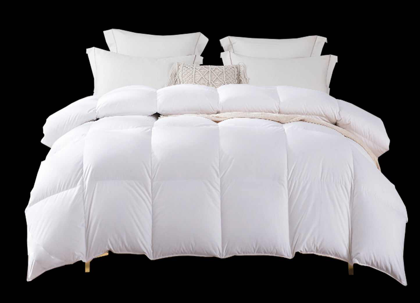 Duszan 950 loft Polish goose down duvet on bed - Mattress Miracle Brantford