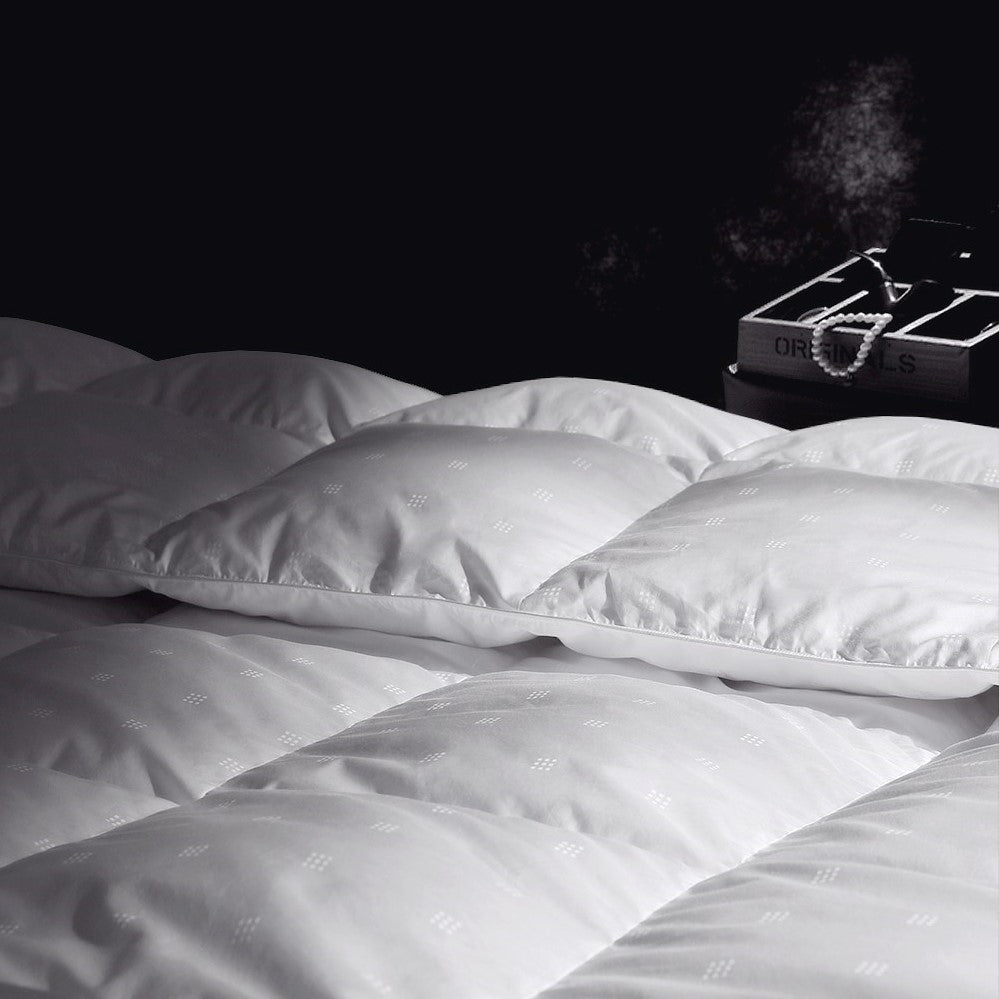 Duszan 500TC goose down duvet folded close-up - Mattress Miracle Brantford